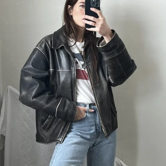Oversized Leather Bomber Jackets
